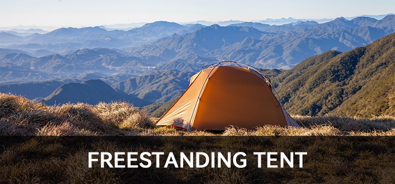 Freestanding tent in the mountains