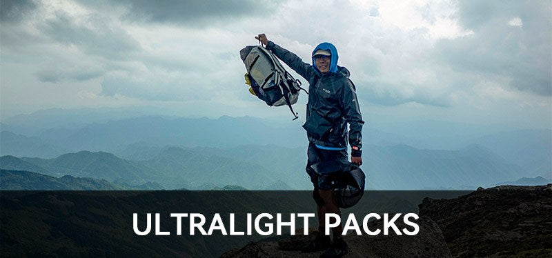 Ultralight backpack on a hike